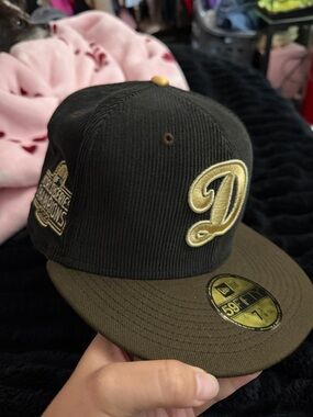 New Era Black & Brown Corduroy Dodgers Fitted Cap with Gold Embroidered Patch